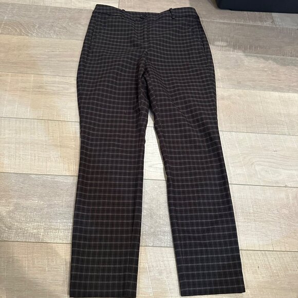 LOFT Pants - LOFT WOMENS BROWN BLACK PLAID DRESS PANTS 4 CURVY SKINNY HIGH WAISTED